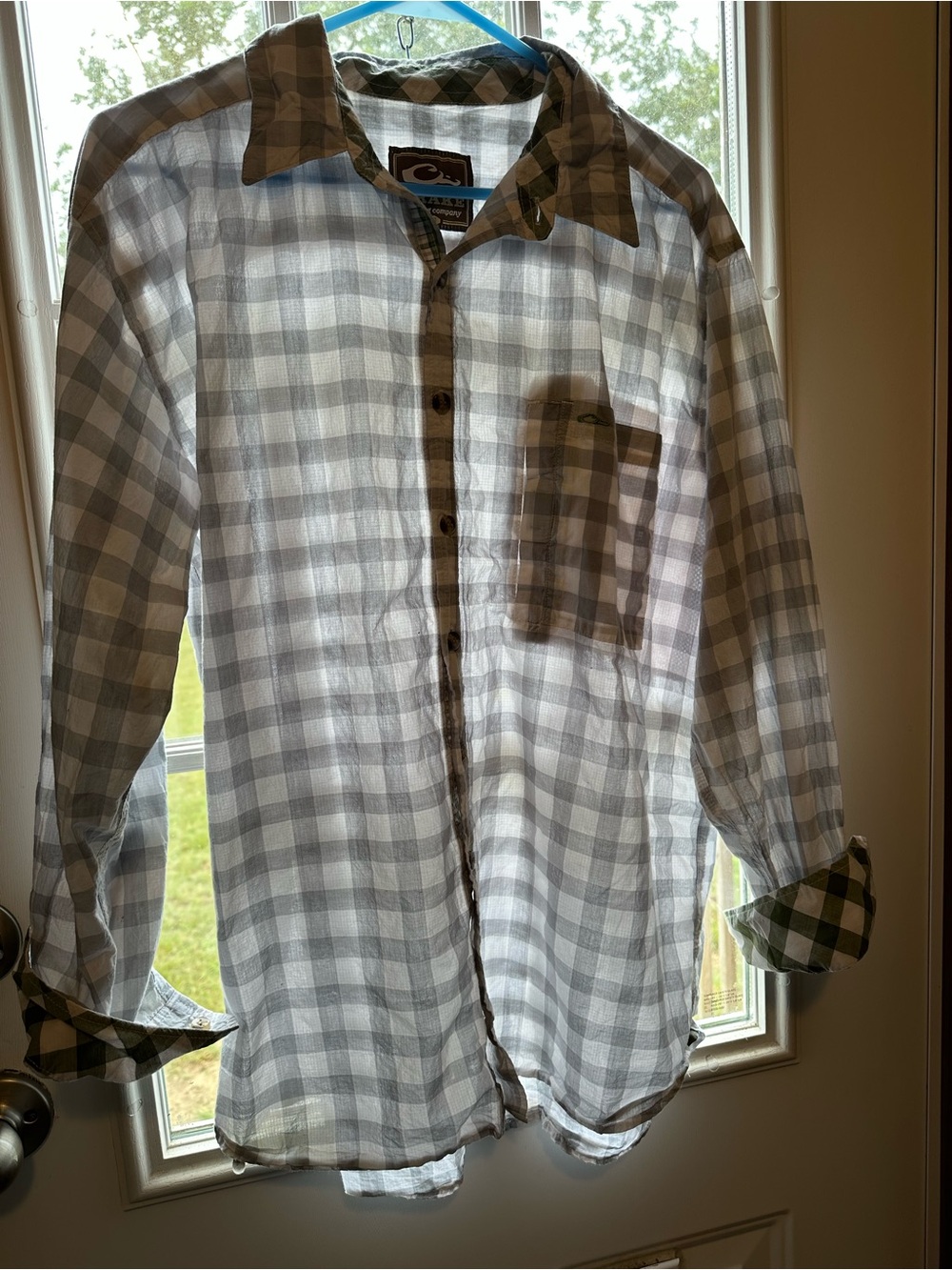 Drake White and Gray Checkered Button-Down Shirt with Chest Pocket